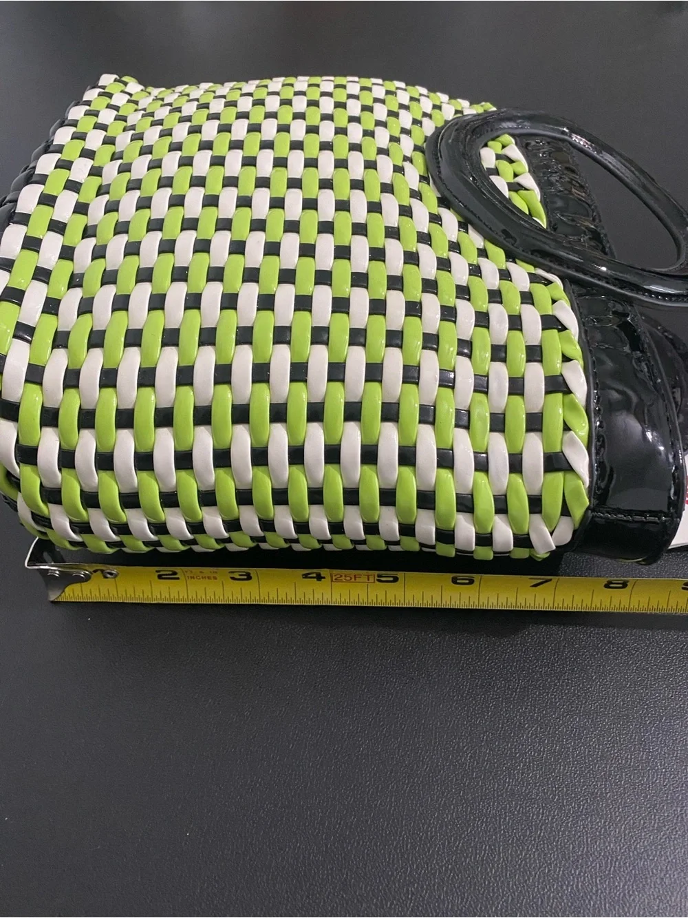 New SOLID & STRIPED REVOLVE Woven Black White Green Handbag Tote